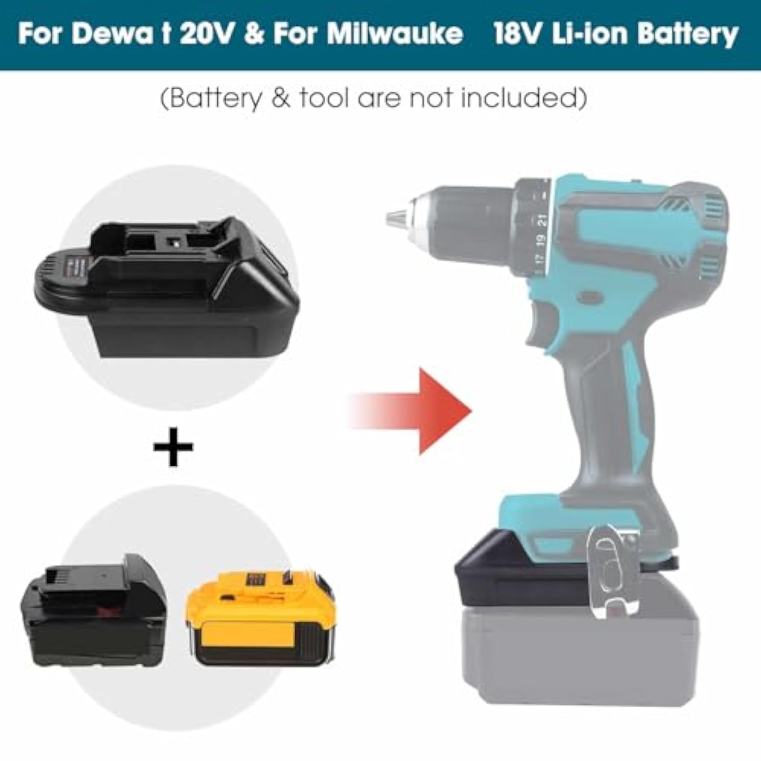 DM18M Battery Adapter for Makita 18V Tools with Dewalt 20V & Milwaukee M18