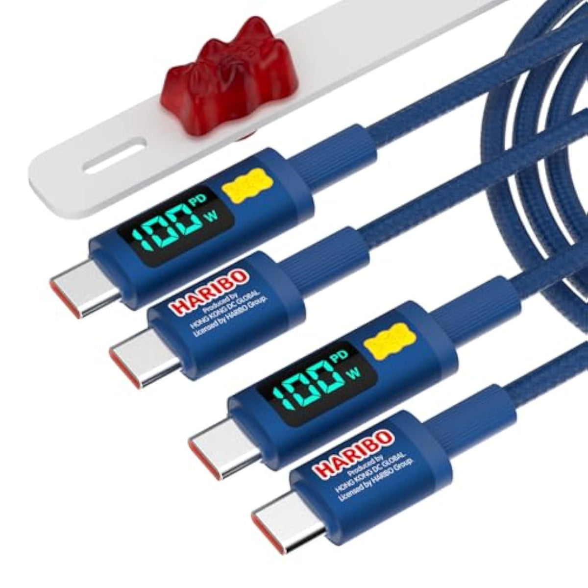 Haribo Usb C To Usb C Cable (4.9Ft, 2 Pack), 100W Pd Fast Charging, Led Display, Usb 2.0 Gummy Bear Style Charging Cords For Iphone 15/16, Galaxy, Pixel, Ipad