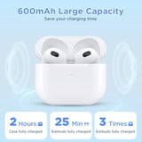 Wireless Charging Case Replacement With Airpods 3Rd Gen, Only Compatible With Airpod 3Rd Generation Charger Cases, With Blue-Tooth Pairing Sync Button & L-Port, White (No Earbuds)