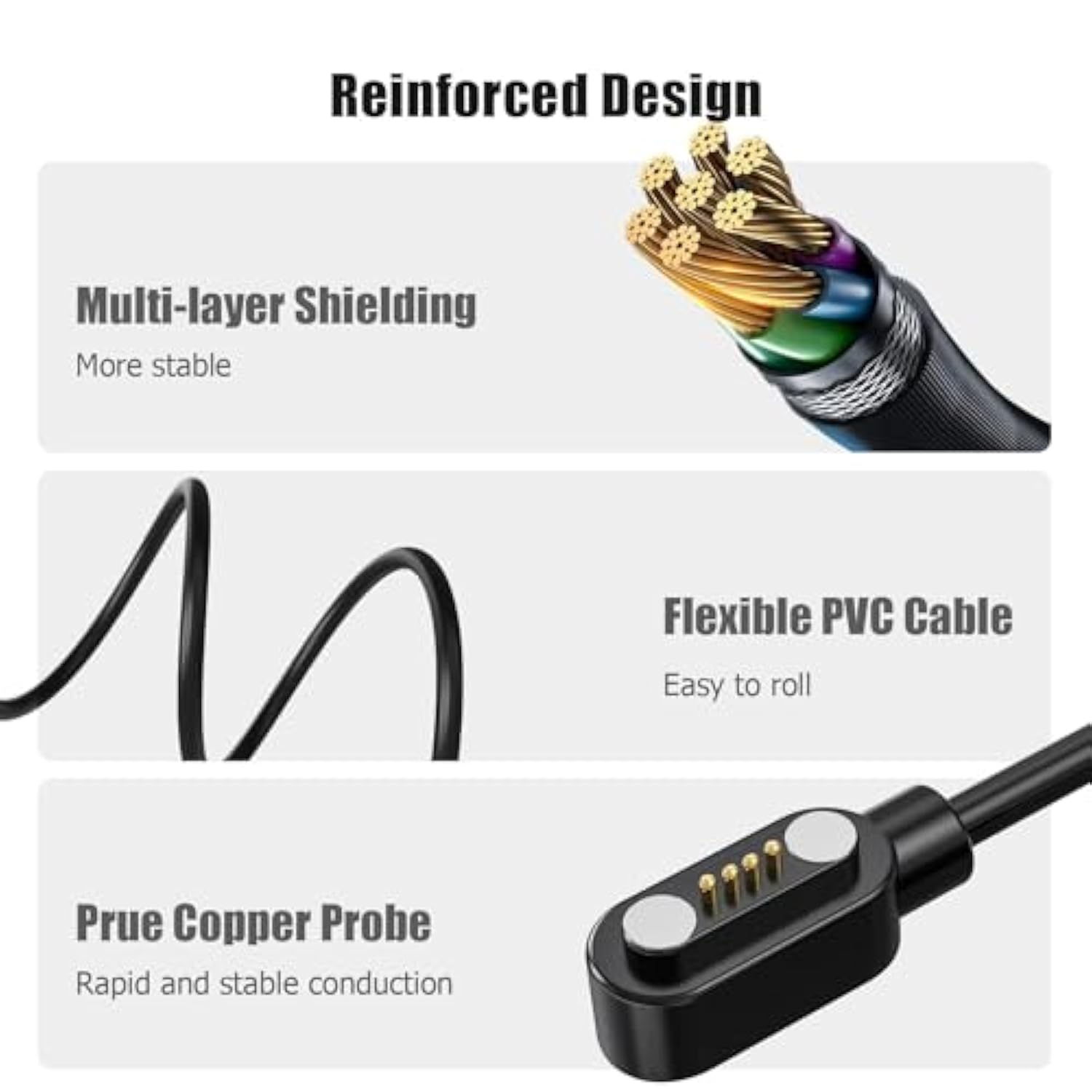 Compatible With K52 Smartwatch Charger, 100Cm Magnetic Usb Charging Cable Replacement Charger Cable Compatible With Lige K52/Sunkta K52/Linwear K52/Eigiis K52 Smart Watch (Black)