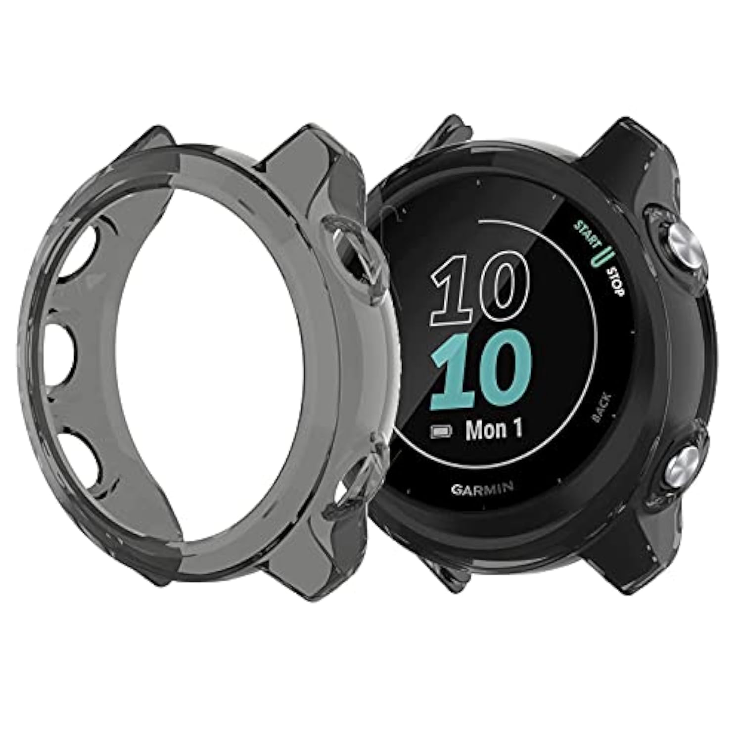 Compatible For Garmin Forerunner 55 Screen Protector With Case, (2+1Pack) Tempered Glass Film Full Coverage + Soft Tpu Protective Case Compatible For Garmin 55 Smartwatch