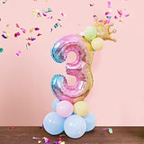 32"Large Size Rainbow Number 1 Balloon Set Children'S Birthday Party Aluminum Foil Balloon Set (3)