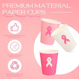 150 Pcs 8.5 oz Breast Cancer Awareness Paper Cups Pink Ribbon Supplies Bulk