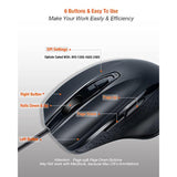 Usb-C Wired, Large Size, Ergonomic, Gaming And Office Mouse With 6 Buttons, 4 Level Dpi, Page Down/Up Buttons For Macbook Pro, Ipad Pro & Laptops, Computer (Black)