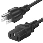 6 Ft 10 Amps 125 Volts 3 Prong Ac Power Cord Cable For Tv, Computer, Monitor, Printer, Radio, Samsung, Dell, Vizio, Lg, Asus, Laptop, Electronics And More (10A 125V 18Awg)