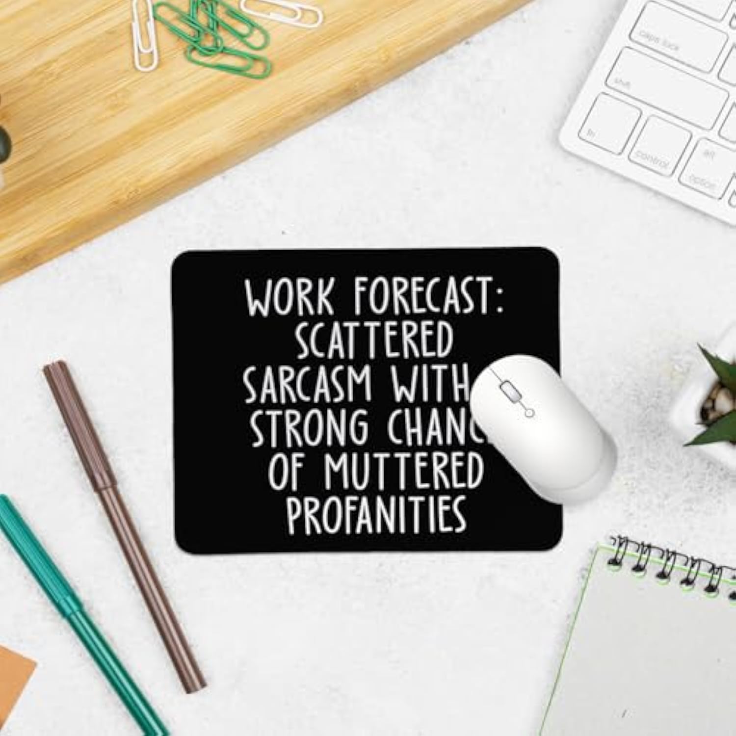 Funny Mouse Pad For Desk, Work Forecast Scattered Sarcasm Sign, Sarcastic Gifts For Coworker, Non-Slip Rubber Base Mouse Pad For Wireless Mouse Computer Laptop, 9.5X7.9 Inch