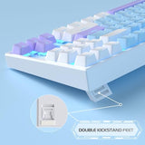 75% Mechanical Gaming Keyboard, Blue Switch, Led Blue Backlit, 87 Keys Compact Tkl Wired Keyboards For Windows Laptop Pc Gamer - Blue/White