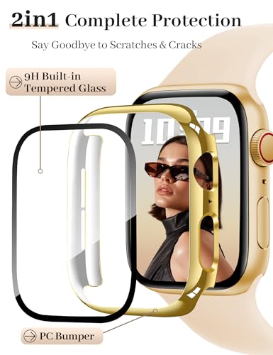 42mm Case Compatible with  Watch Series 10/11 with HD Tempered Glass Screen Protector, Hard PC Case Full Coverage Protective Anti-Scratch Bumper