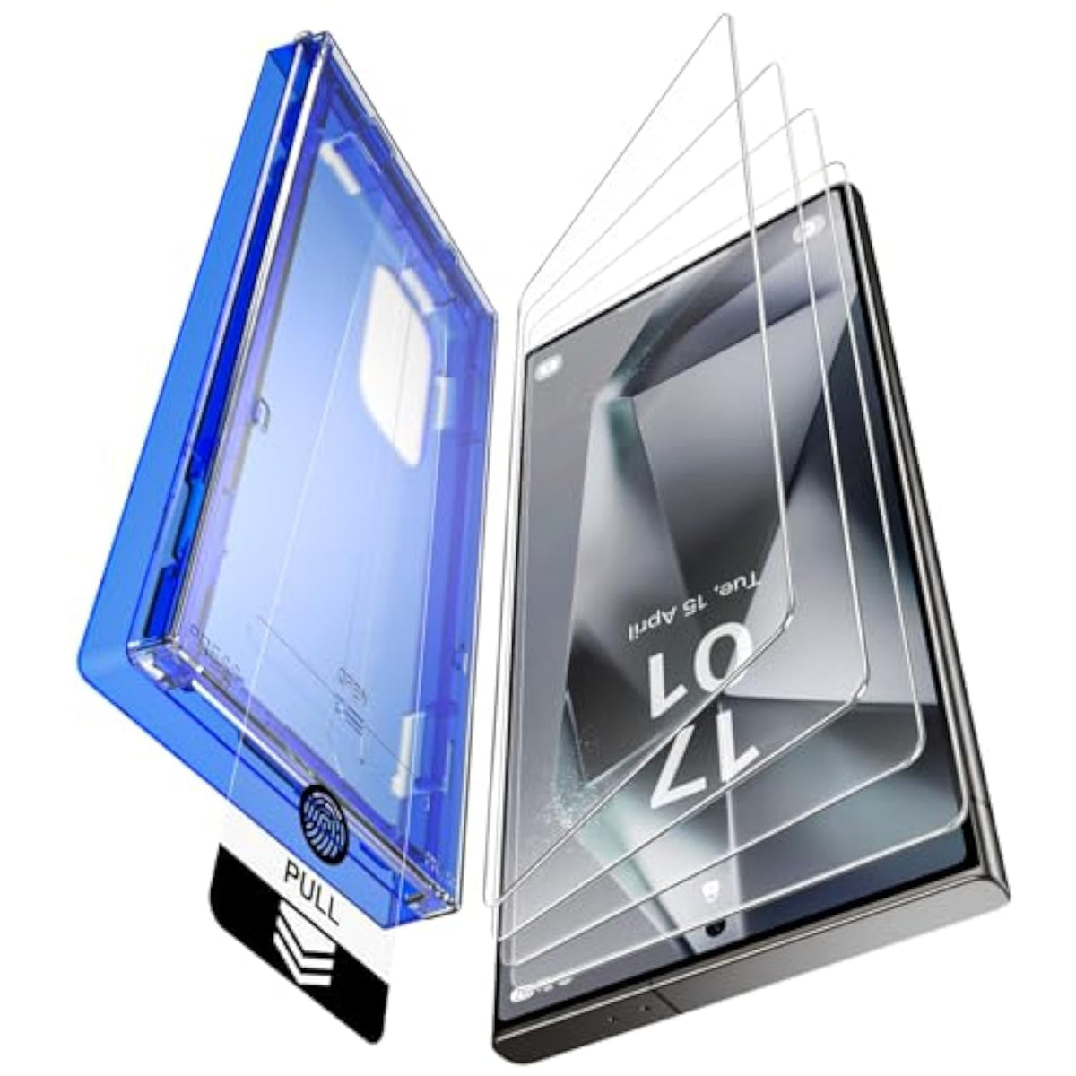 - 4 Pack For Galaxy S24 Ultra [6.8"] Screen Protector, 100% Fingerprint Unlock, 9H+ Hardness Military Grade Shatterproof Long Durable Tempered Glass Film With Flawless Fit Box, Hd Clear