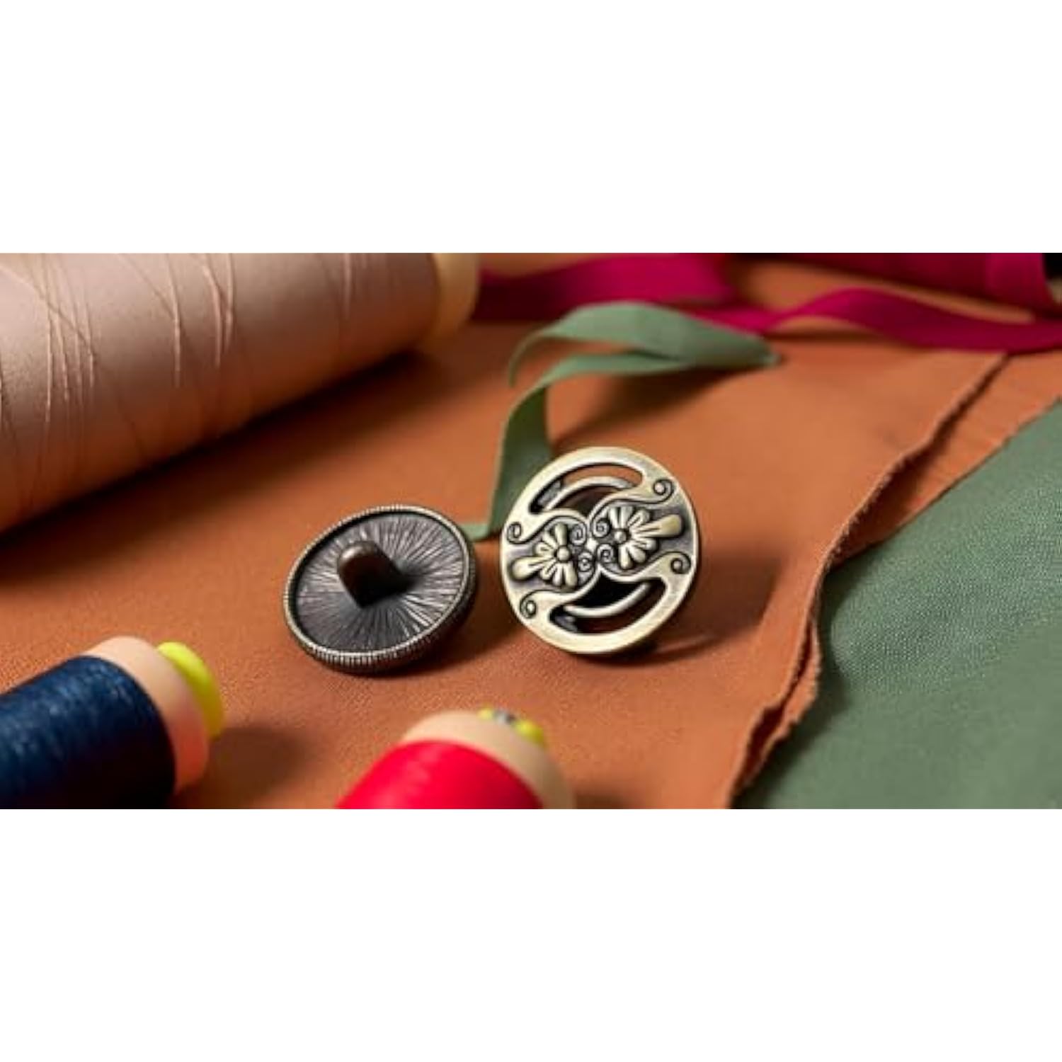 Shank Button - 30 Pack, 6 Of Each Assorted Design, Carved Bronze Tone