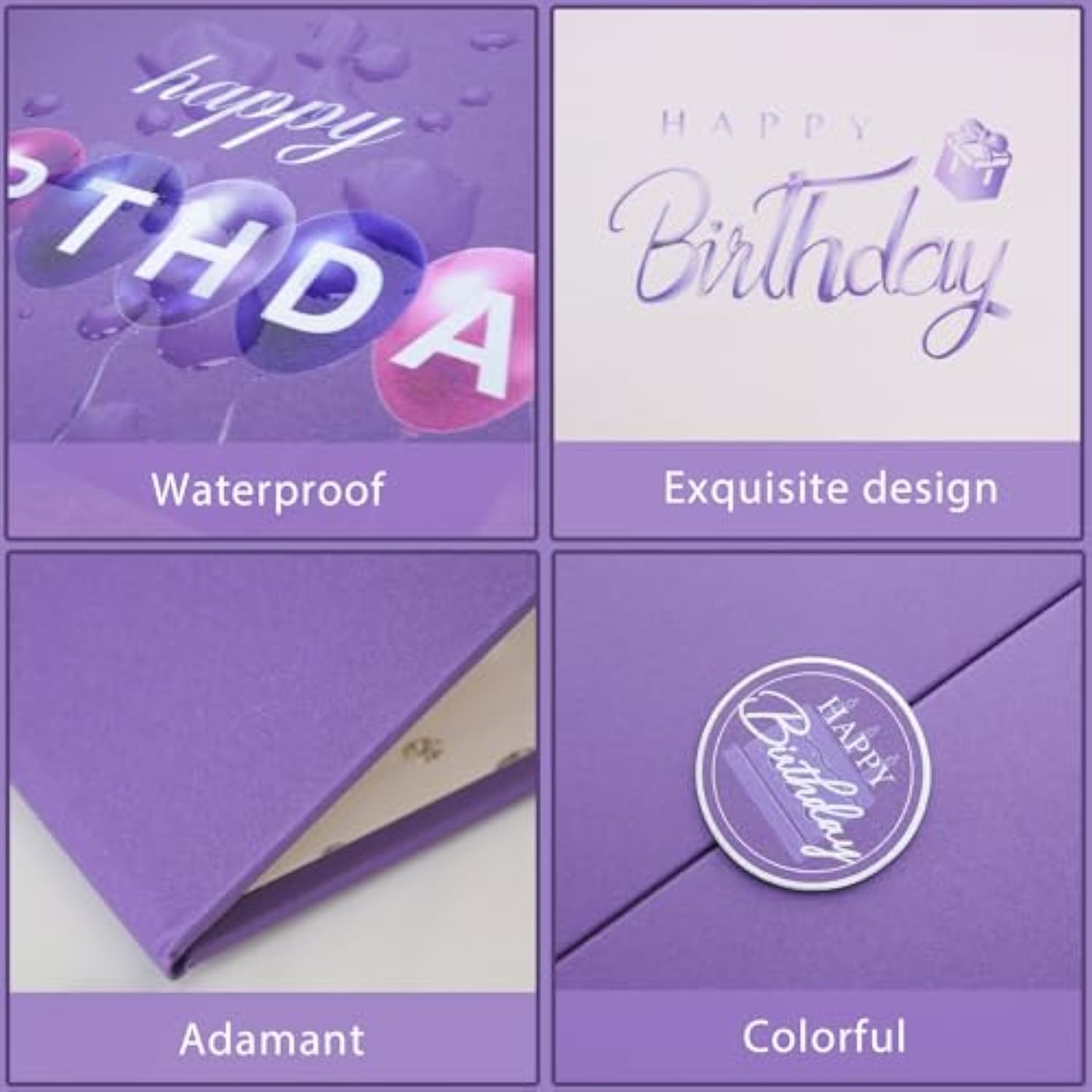 Purple Happy Birthday Decorations, Creative Birthday Guest Sign In Book Alternative, Birthday Signature Book 12" X 18", Great Birthday Gifts For Women Or Girls