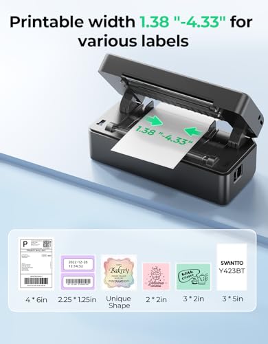 Bluetooth Thermal Label Printer, 4X6 Shipping Label Printer For Small Business, Compatible With Ios, Android, Windows, Mac, Ebay, Shopify, Usps, Ups, Etsy, Black