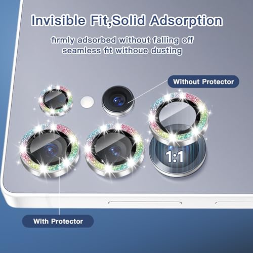 For Samsung Galaxy S22 Ultra (Not S22) Camera Lens Protector, Scratch-Resistant Accessories Cover Ultra-Thin Metal Camera Tempered Glass Screen Protector Ring For Samsung S22 Ultra.Glitter