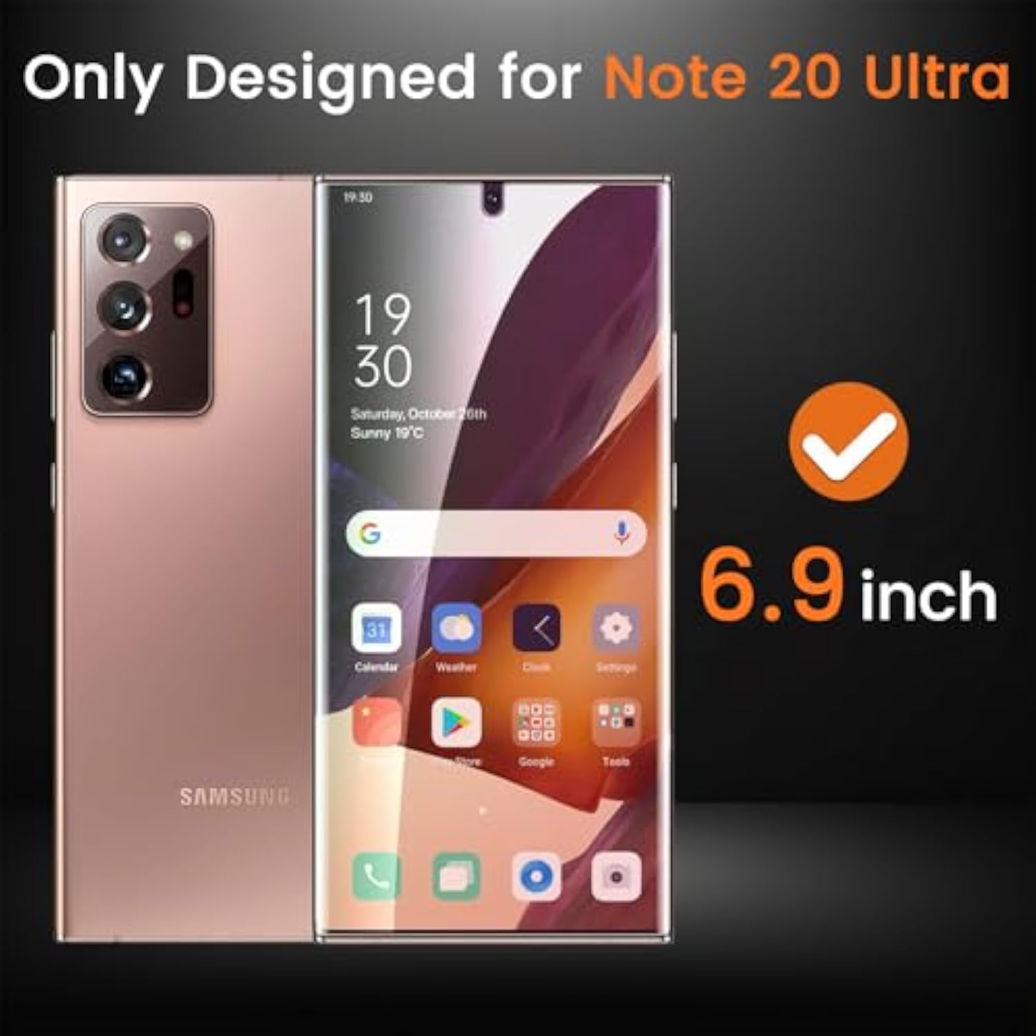 2 Pack Gradient Color Privacy Screen Protector For Samsung Galaxy Note 20 Ultra 6.9 Inch, Anti-Spy Flexible Screen Protector, [Support Fingerprint Id] High Sensitivity, Case Friendly