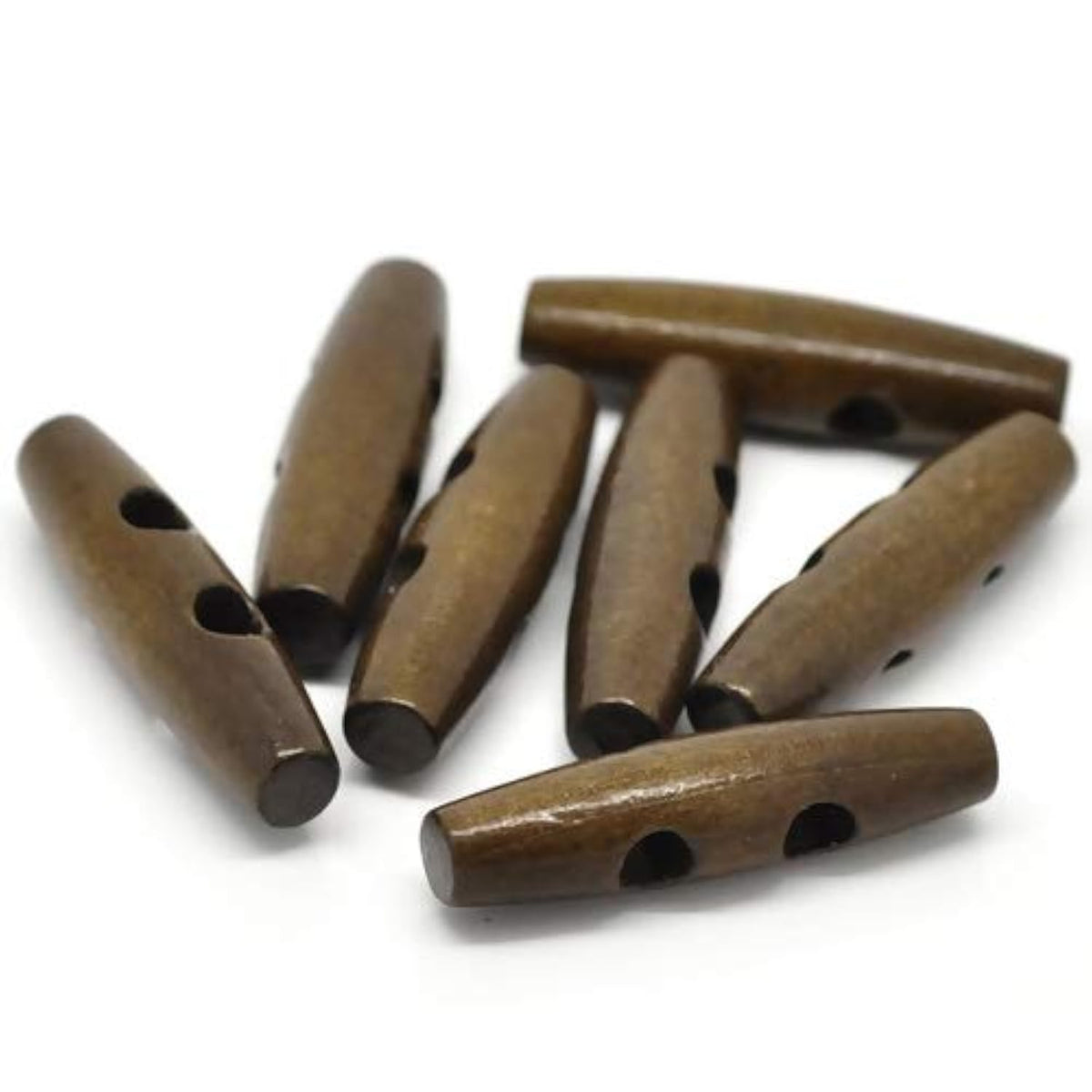 30Pc Wood Sewing Toggle Buttons Oval Dark Coffee 2 Holes Buttons 50Mm(
