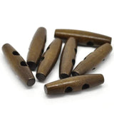 30Pc Wood Sewing Toggle Buttons Oval Dark Coffee 2 Holes Buttons 50Mm(