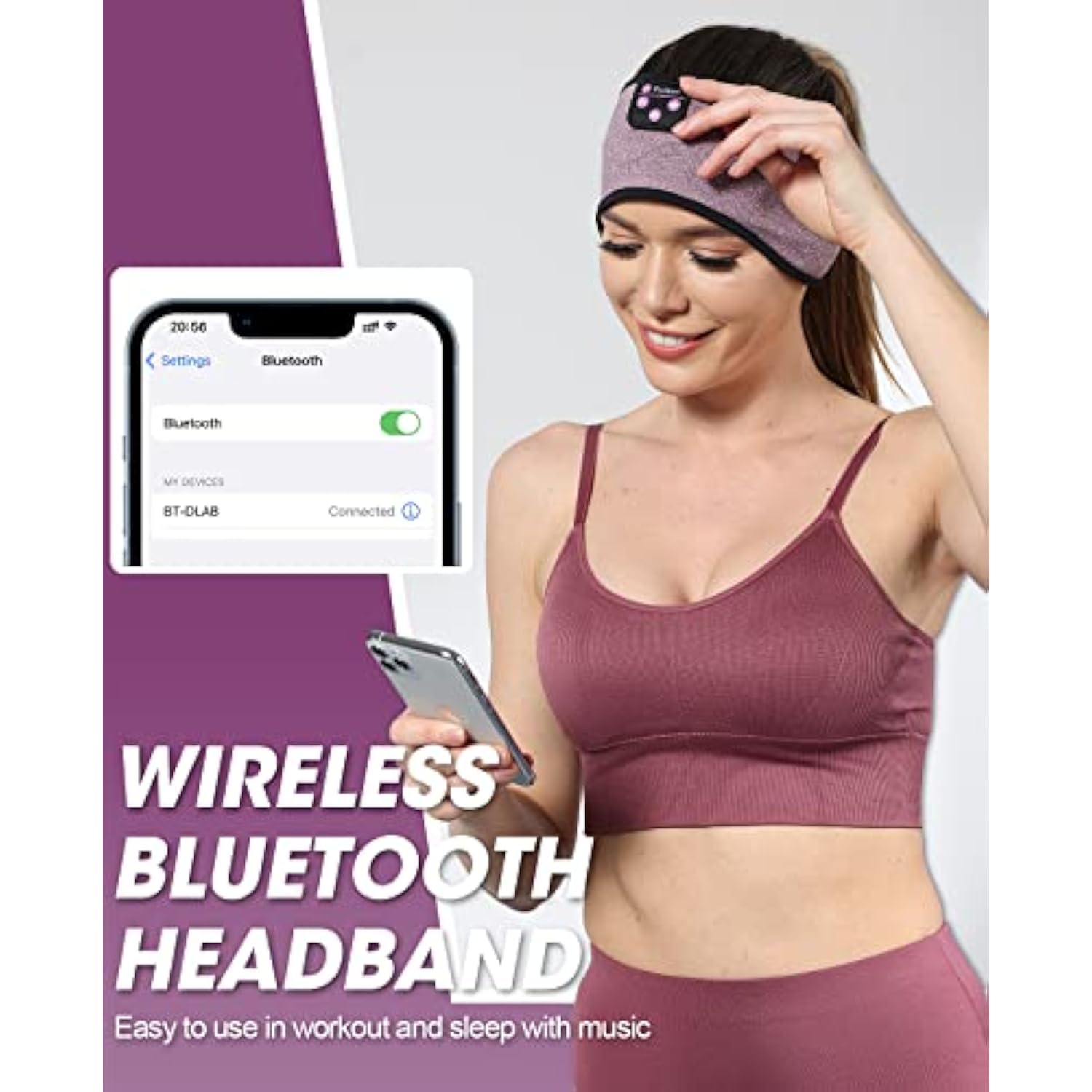 Bluetooth Headband Headphones, Sleep Headphones Bluetooth For Side Sleepers -