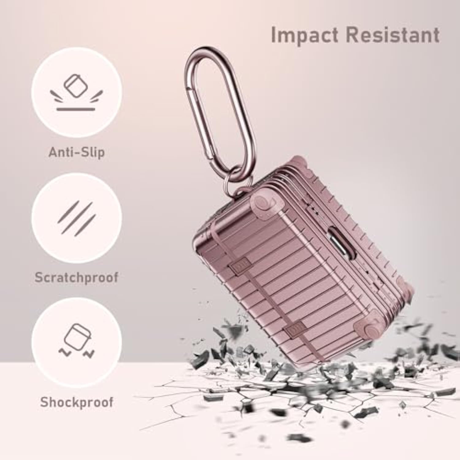 Airpods Pro 2 Case Cover, Cute Funny Suitcase Design Hard Case For Airpods Pro 2Nd Generation/1St Generation (2023/2022/2019) With Cleaner Kit, Rose Gold