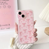 Compatible For Iphone 15 Plus Case Clear Cute Bowknot Heart With Four Corners Shockproof Design For Girls Women Soft Tpu More Protective Girly For Iphone 15 Plus Case-Pink Bow