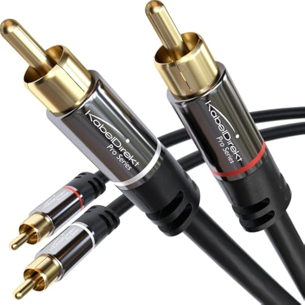 CableDirect – 3ft RCA/Phono Cable, 2 × 2 Plugs, Stereo Audio Cable, Practically Break-Proof & Flawless Sound Quality (coaxial, subwoofer/amp/HiFi & Home Cinema/Blu-ray, Analog & Digital)