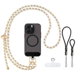 Phone Crossbody Strap, Cell Phone Lanyard For Women, 1× Leather Phone Strap, 1× Leather Phone Wrist Strap, 2× Pads, Phone Charm Compatible With Most Smartphones, Women'S Bag(Adjustable Black)