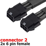 Dual 6 Pin Female To 8 Pin Male Gpu Power Adapter Cable Braided Sleeved 9 Inches