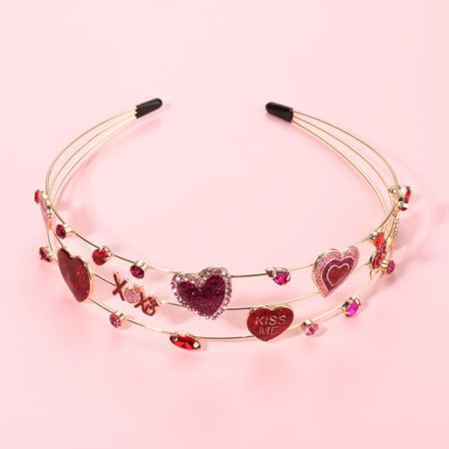 Valentines Day Headbands For Women Xoxo Heart Headbands Multi Layer Crystal Hairbands Valentines Costume Headwear Hair Accessories Gifts For Her (Xoxo Heart)