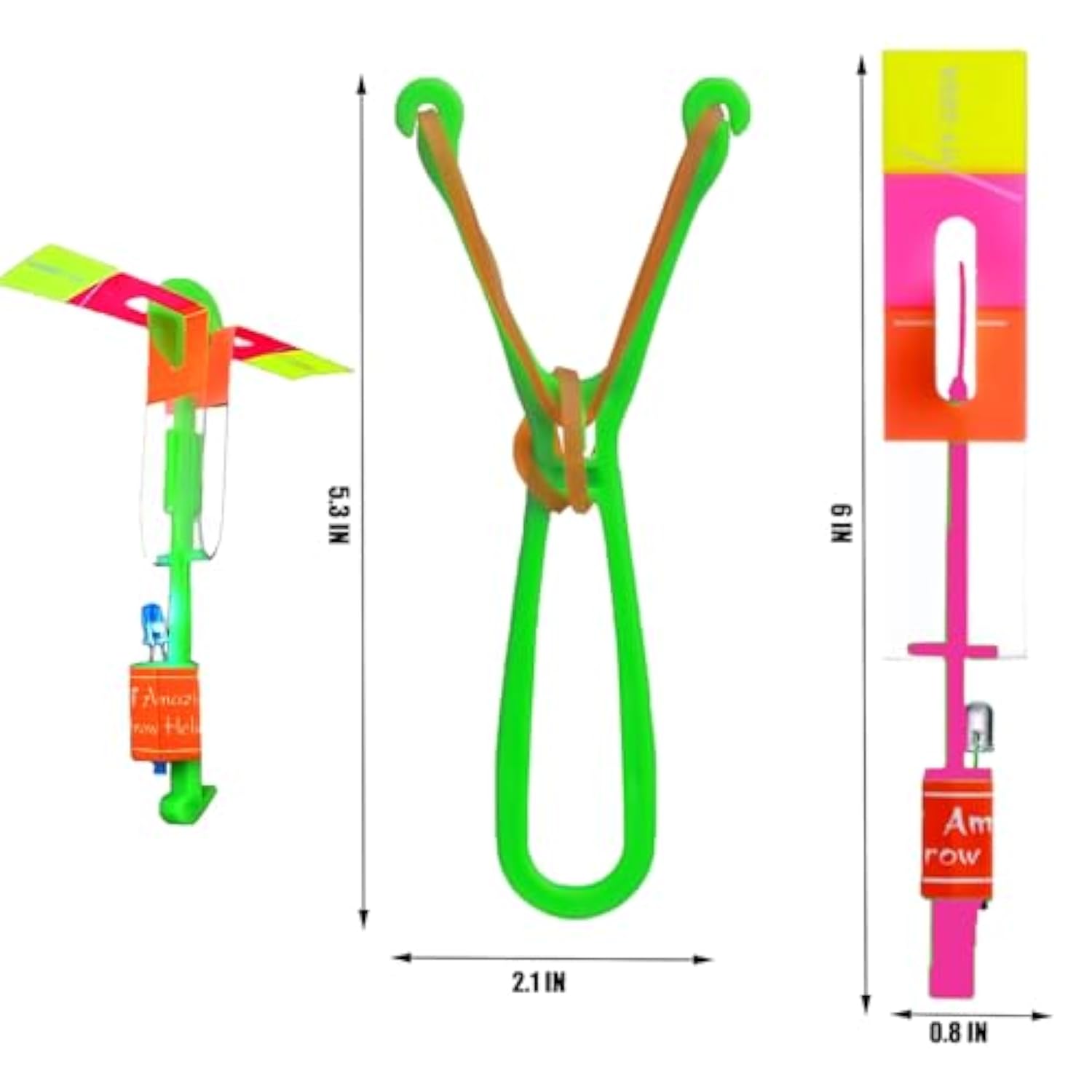 25 Sets Led Flying Set, Flying Rocket Copters Outdoor Game Toys Glow In The Dark Party Supplies Party Favors For Kids 8-12,4-8, 25 Slingshot+25 Glow Helicopter