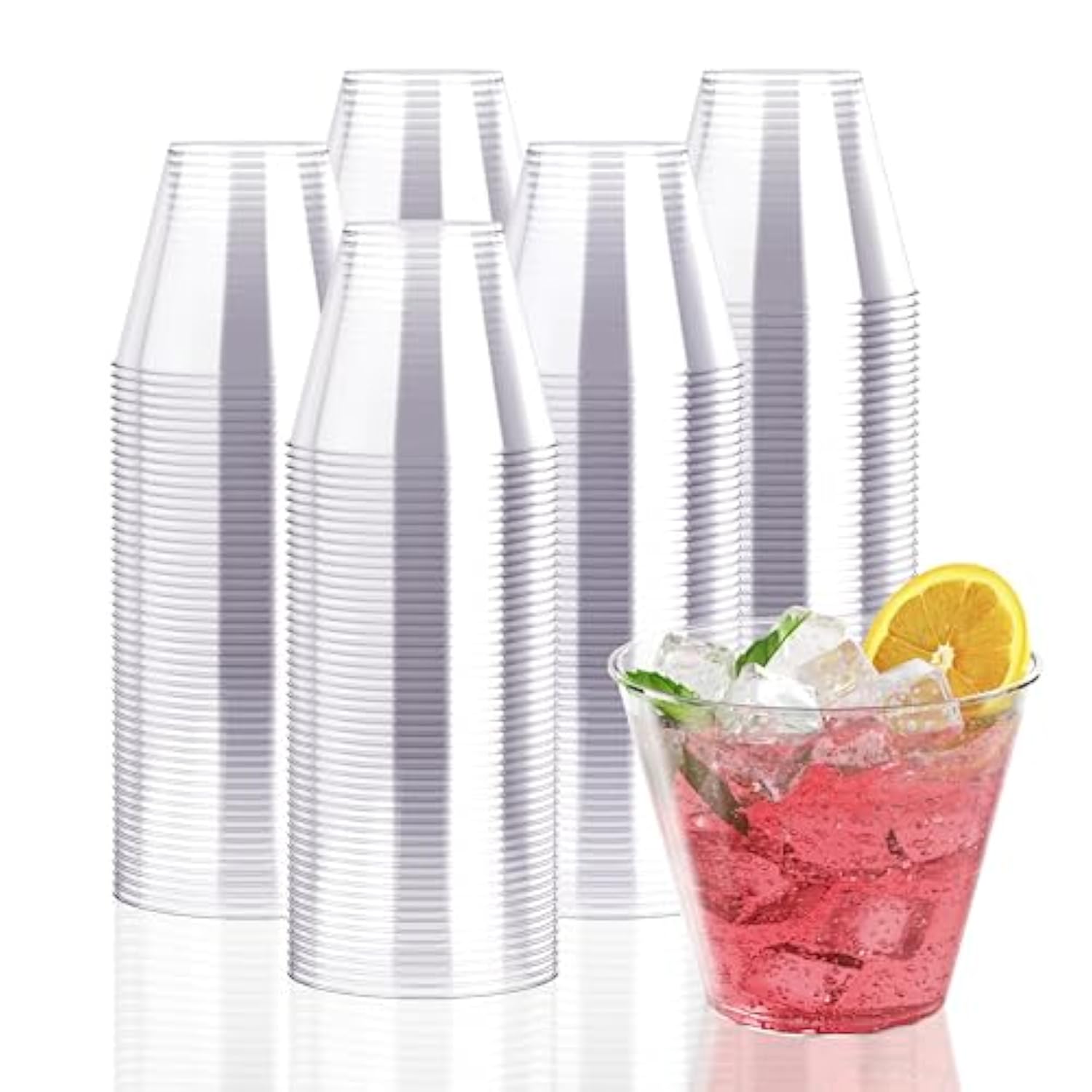 300 Pack 9oz Clear Disposable Heavy-Duty Plastic Drinking Cups for Events