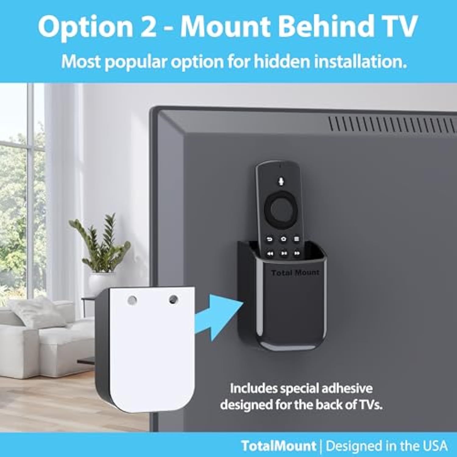 2-Pack Universal Remote Control Holders Wall or TV Mount Medium Black