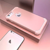 For 6S Plus Case With Tempered Glass Screen Protector, 3 In 1 Shockproof Slim Hybrid Heavy Duty Hard Pc Cover Soft Silicone Bumper Full Body Case, Rose Gold