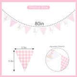 One Silly Goose Birthday Banner Pink Gingham Bunting for 1st Birthday & Shower