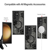 Designed For Samsung Galaxy S23 Ultra Case Matte Flowers Design Compatible With Magsafe Wireless Charging,Cute Sunflowers Anti-Scratch Translucent Phone Cover For Women Girls 6.8"-Black