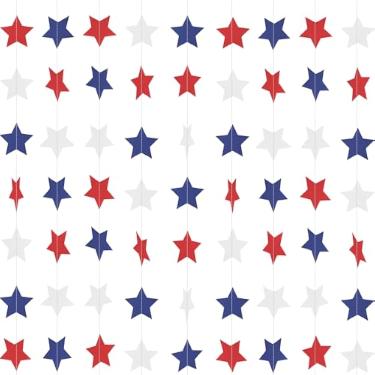 Patriotic Star Garland Banner Streamers Red White And Blue - 59 Ft 6 Strands - Patriotic Decorations For 4Th Of July, Independence Day, Labor Day, Veterans Day, Memorial Day