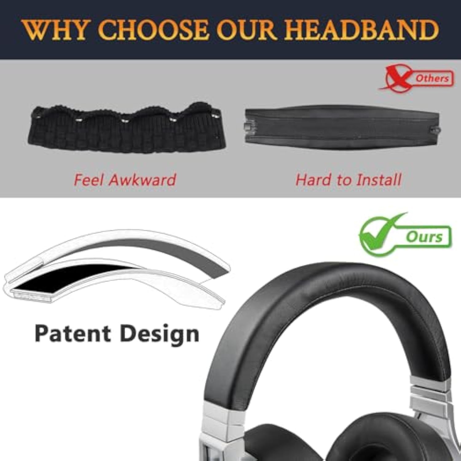 Headband Pad + Cooling Gel Earpad Cushions For Corsair Virtuoso Rgb Wireless Xt Se Gaming Headset, Replacement Headstrap Pad Repair Part - Cg Black