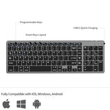 Wireless Keyboard With 102 Keys, Bluetooth And 2.4 Ghz Wireless, Low Profile, Number Pad, Fluid Quiet Typing, 12 Programmable Keys, Usb C Rechargeable, For Phone, Tablet, Pc, Laptop, Tv - Black