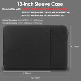 13-Inch Laptop Sleeve Case For 2025-2022 Macbook Air 13.6 Inch With M4 M3 M2 Chip And Macbook Pro 13'' M2 Chip Accessory Traveling Carrying Bag Water-Resistant Cover Simple Case (Black)