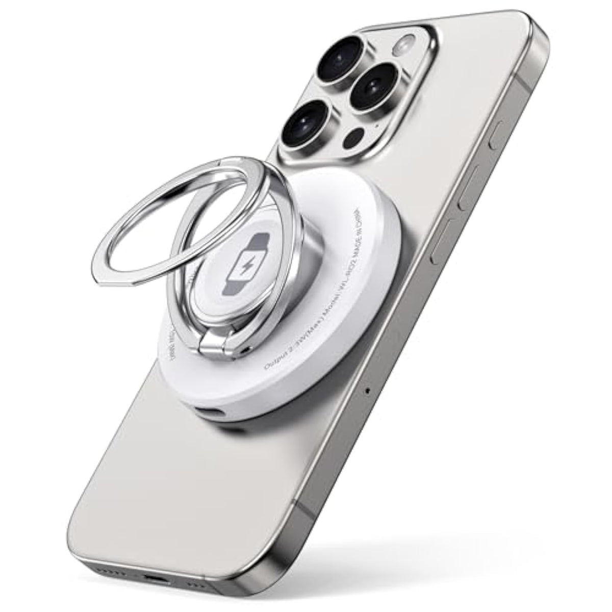 Double Phone Ring Magnetic Charging Holder | Wireless Charging Phone Ring Stand | 3-In-1 Charging Station For Apple Devices | Multi-Device Travel Charger For Iphone, Airpods & Apple Watch (White)