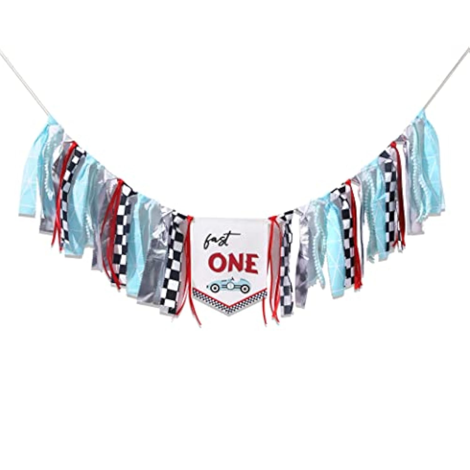 Fast One High Chair Banner: Vintage Race Car 1st Birthday Decor