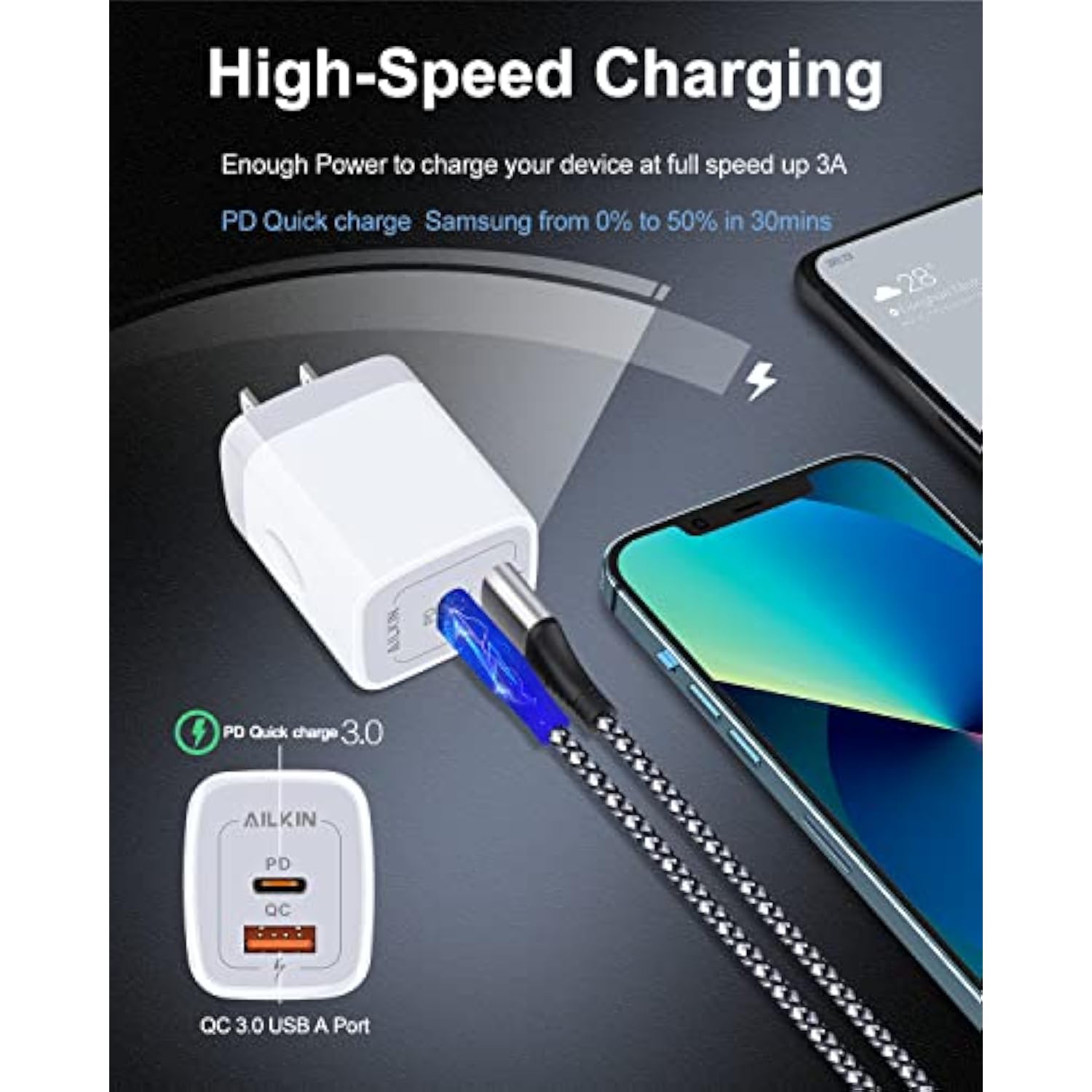 3Pack Dual Port Usb-C Wall Plug-In Usbc Charger, 20W Power Delivery + Qc3.0 Usb A Double Port Fast Charging Block For Iphone 15 14 13 12 Pro Max 14 Pro 12 Mini 16Pro Max 16 Plus 16E X Xs Cube