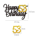 Happy 53Rd Birthday Cake Toppers Glitter 53Rd Anniversary Cake Topper 53 Years Loved Bday Decorations 53 Gold Birthday Cake Decorations Fifty-Three Party Supplies For Women Men(Black Gold)