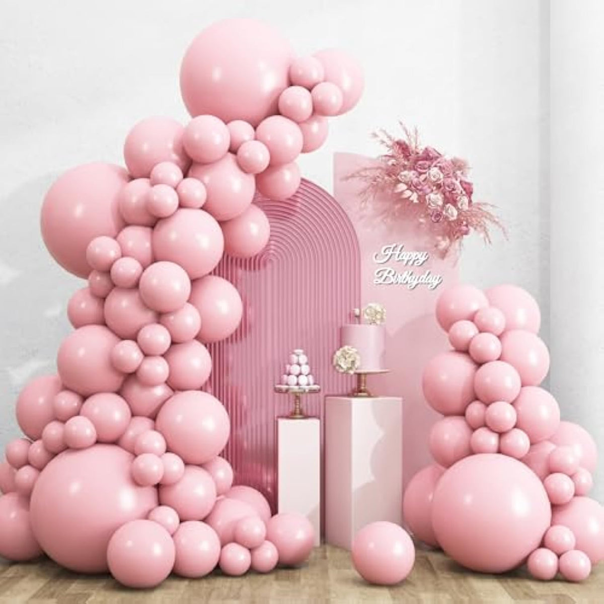 135Pcs Baby Pink Balloons Different Sizes 18 12 10 5 Inch For Garland Arch, Light Pastel Pink Latex Balloon For Wedding Birthday Party Baby Shower Gender Reveal Anniversary Decorations