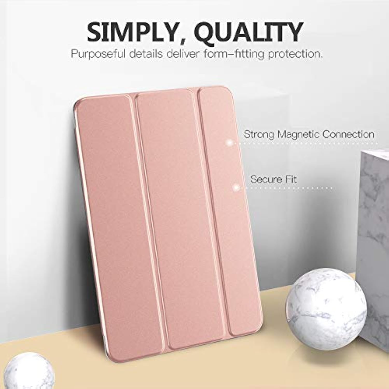 Moko Case For 10.2 9Th Generation 2021/ 8Th Generation 2020/ 7Th Generation 2019, Slim Stand Hard Back Shell Smart Cover Case For 10.2 Inch, Auto Wake/Sleep, Rose Gold