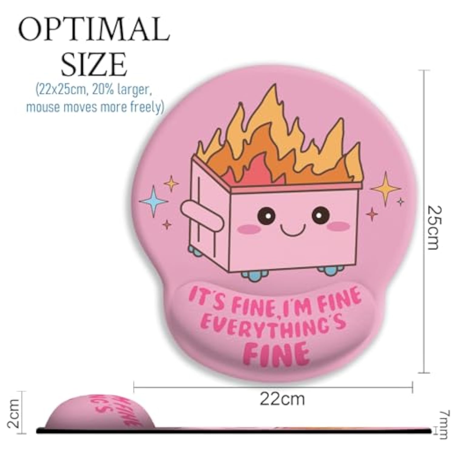 Funny Cute Mouse Pad With Wrist Rest, Dumpster On Fire Ergonomic Mouse Pads Wrist Support For Desk, Mousepad For Wireless Mouse Gaming Laptop Work Home Desk Accessories Office Supplies Decor