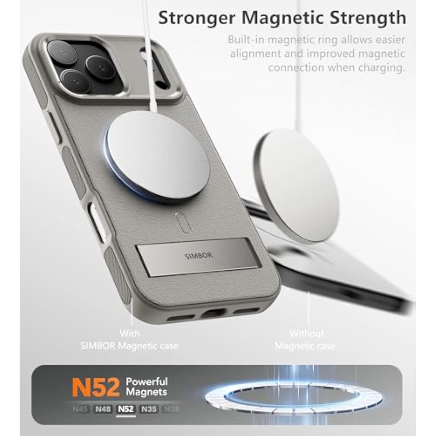 Magnetic For Iphone 17 Pro Max Case With Stand[Compatible With Magsafe] Slim Invisible Kickstand, Protective Anti-Fingerprint Phone Cove 6.9", Medium Grey