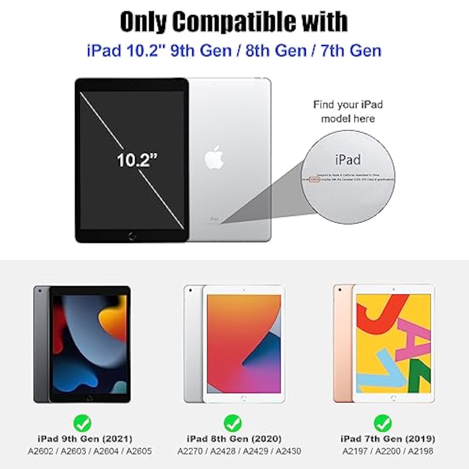 10.2 Inch Ipad 9Th Generation Case With [ Glass Screen Protector ] 2021/ Ipad