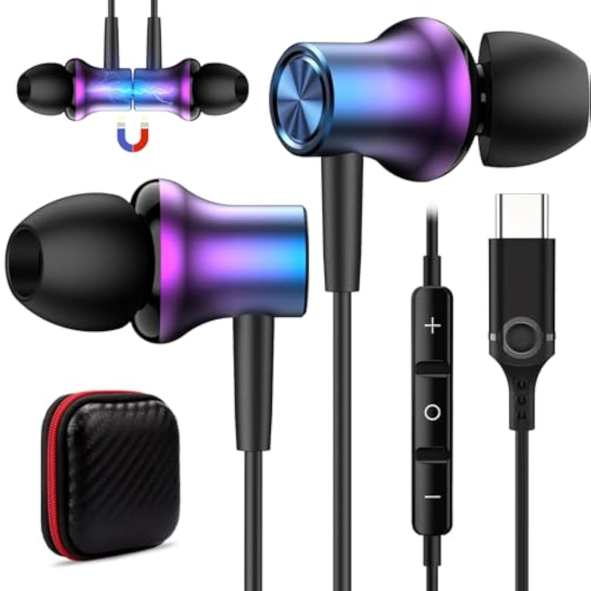 Usb C Headphone Type C Wired Earbuds For Iphone 15 Pro Max Ipad Mini 6 Magneti