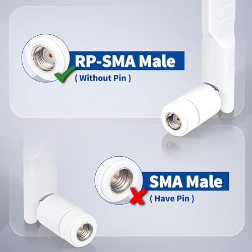Dual Band Wifi Antenna 2.4Ghz 5Ghz 5.8Ghz 9Dbi Mimo Rp-Sma Male Antenna For Wifi Router Wireless Network Card Usb Adapter Security Ip Camera Video Surveillance Monitor - 2Pack