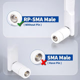 Dual Band Wifi Antenna 2.4Ghz 5Ghz 5.8Ghz 9Dbi Mimo Rp-Sma Male Antenna For Wifi Router Wireless Network Card Usb Adapter Security Ip Camera Video Surveillance Monitor - 2Pack