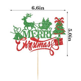 Merry Christmas Cake Topper Red Green Holiday Party Decoration